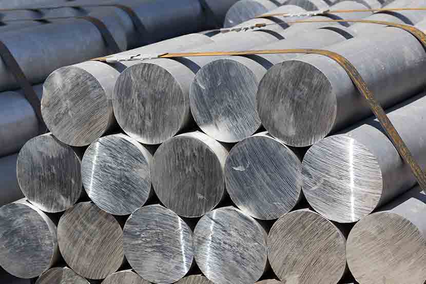 Raw aluminum stacked in shipyard