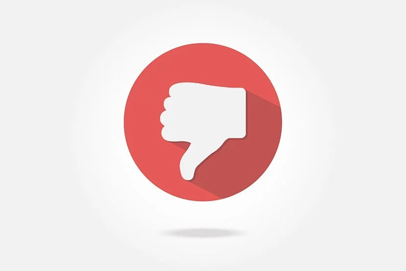 Red circle with thumbs down