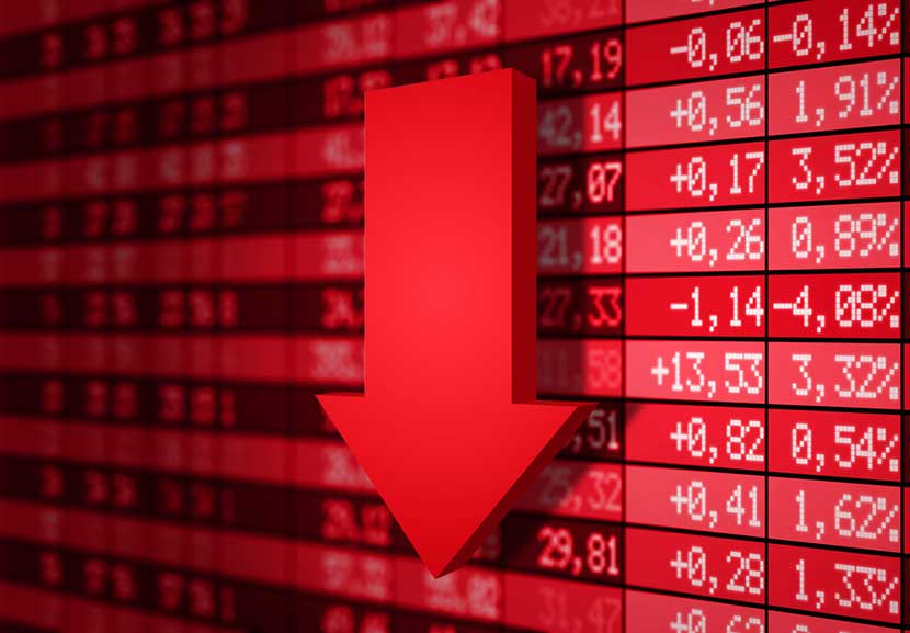 Stock market prices falling severely