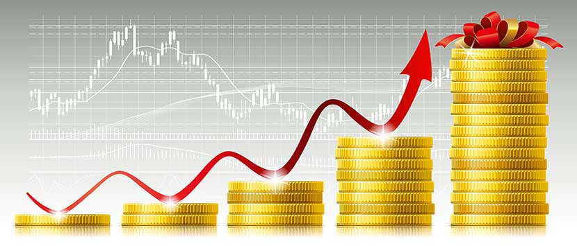 gold-price-up Gold prices increase as stock market decreases in background