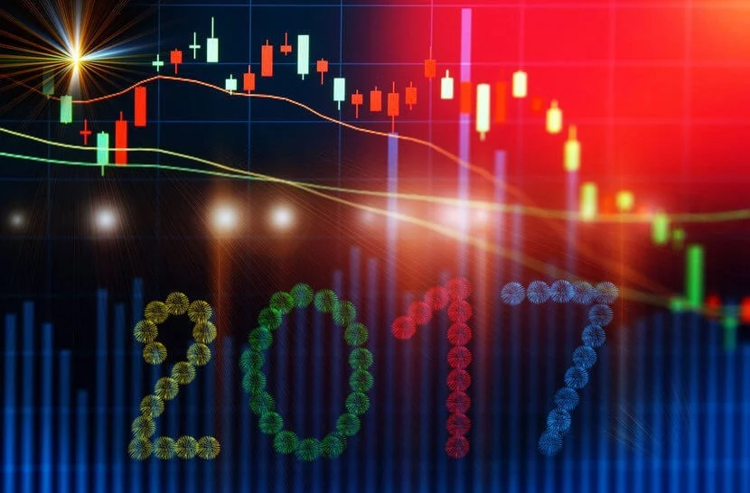 Red and green graph with 2017 in foreground