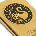 Close up of Perth Mint gold bar hallmark