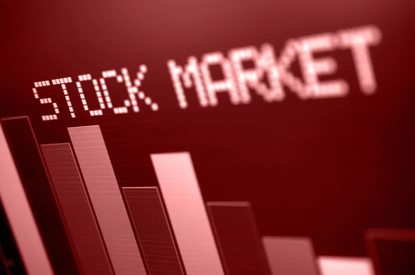 Angled view of sepia-toned stock market dashboard