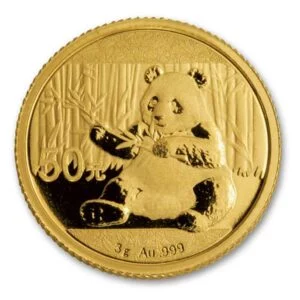 front of Gold China Panda Coin