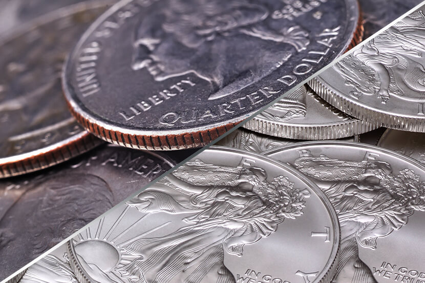 Quarters (Clad Coins) vs Silver American Eagles (Silver Coins)