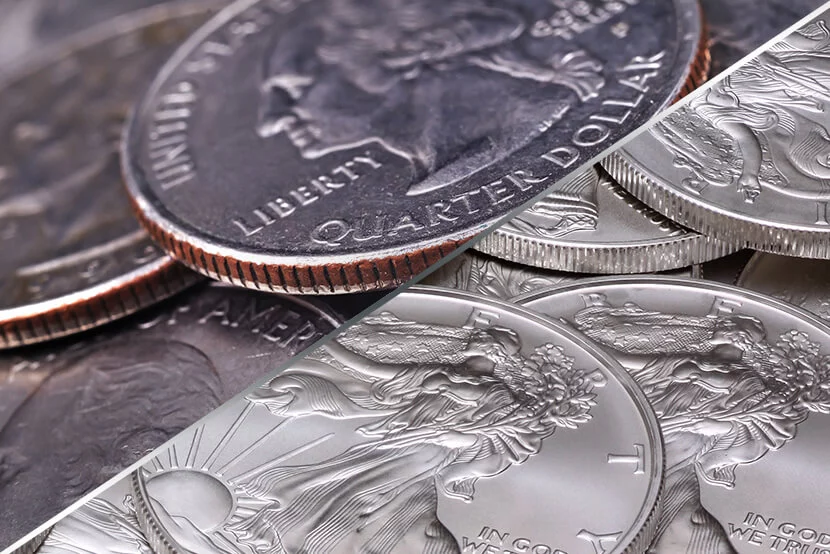 Quarters (Clad Coins) vs Silver American Eagles (Silver Coins)