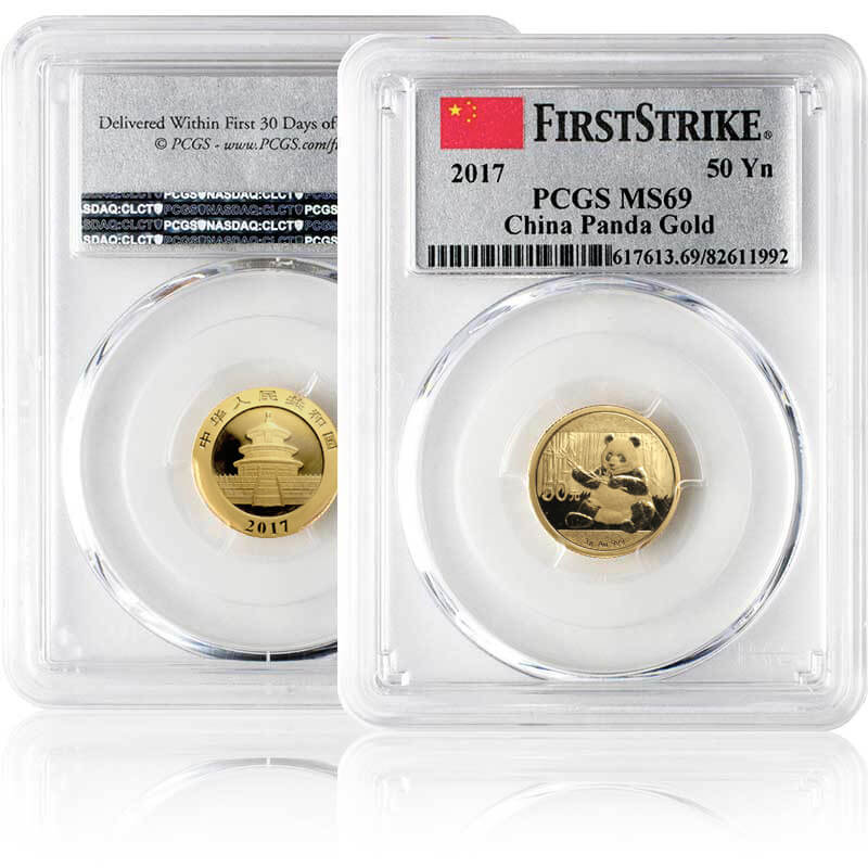 2017 Gold Panda 50 Yuan MS69 - PCGS First Strike | U.S. Money Reserve