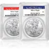 1 oz. Silver American Eagle coin (PCGS MS70) from San Francisco and West Point Mints