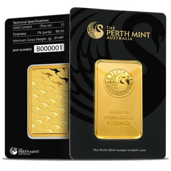 Perth Mint gold bar front and back