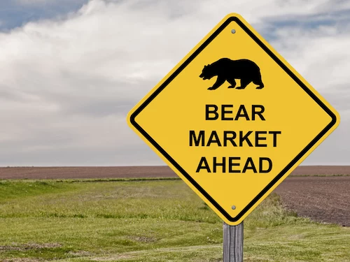 Yellow bear market ahead sign