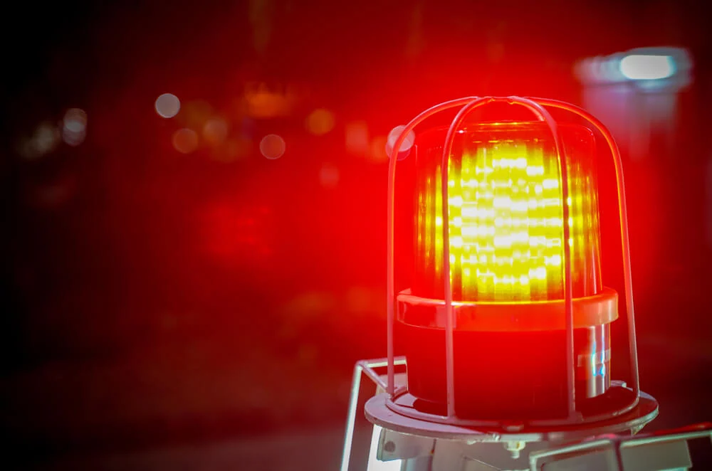 Red emergency light illuminated
