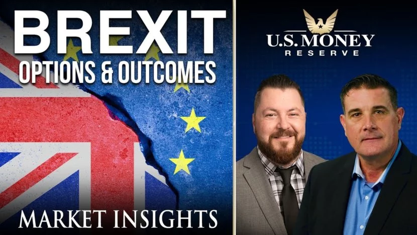 brexit options and outcomes coy wells and patrick brunson presenting next to the European union and UK flag about the topic of Brexit