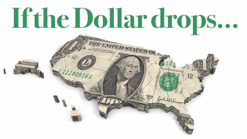 if the dollar drops, what can support your wealth american dollar in the shape of a map outline of the united states