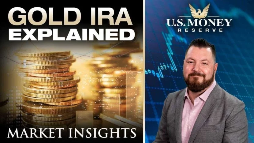 patrick brunson presenting next to stacks of gold coins representing an IRA