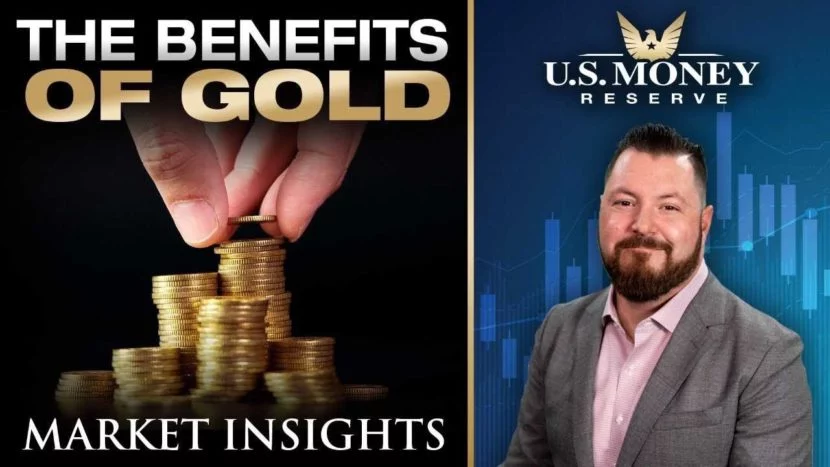 patrick brunson presenting next to a hand holding stacks of gold coins