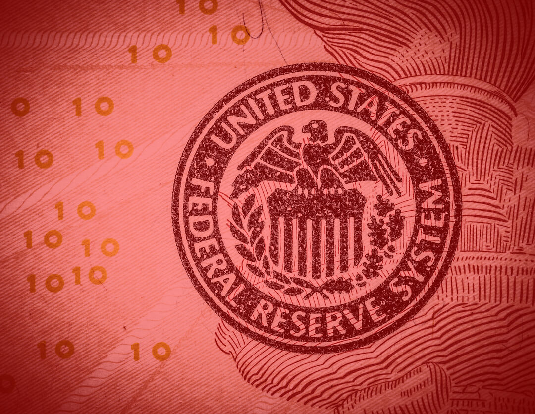 United States Federal Reserve System Seal - Red Faded Currency Background