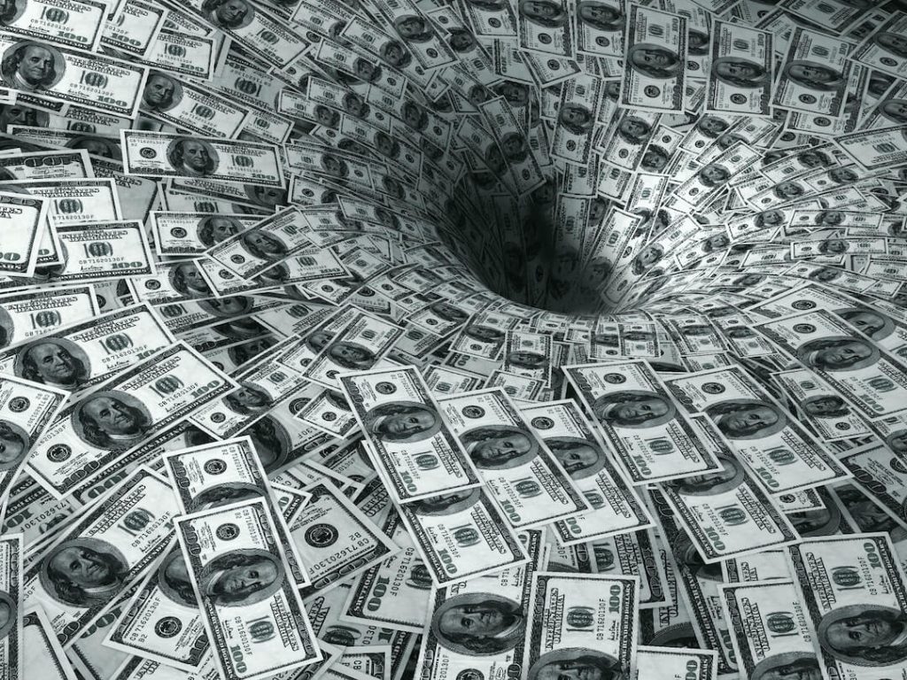 Black hole vortex of dollars
