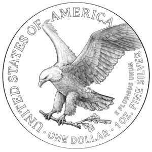 2021 American Eagle Silver Coin Line Art on Silver American Eagle