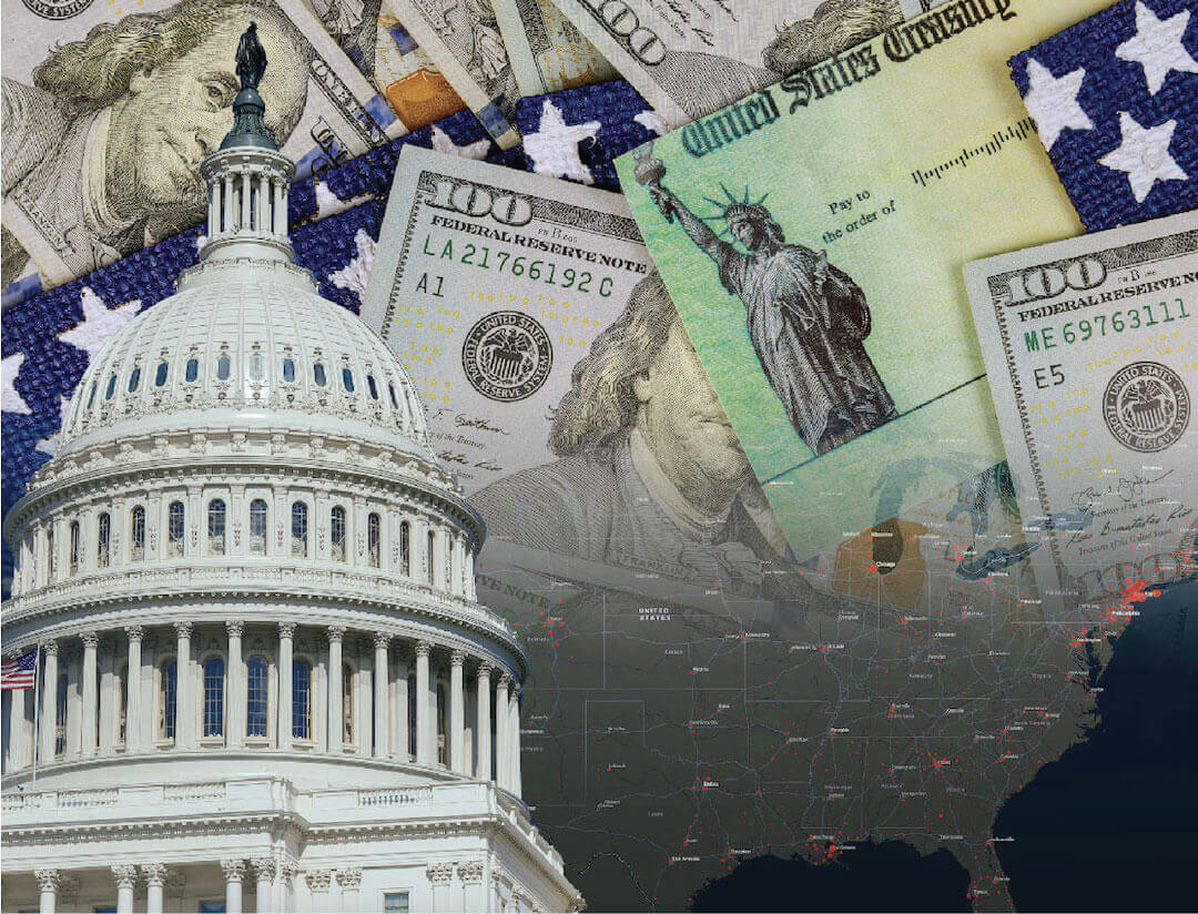 federal-consumer-debt__500px US Capitol, American flag, tax refund check, dollars and US Map montage