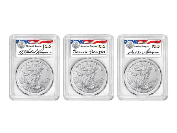 2021 3-coin silver American Eagle Reagan legacy set