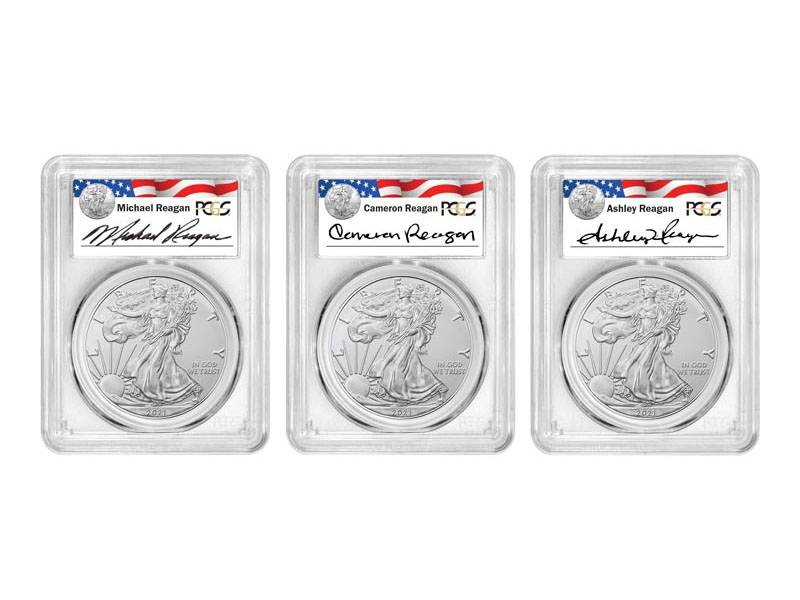 2021 3-Coin Silver American Eagle | Reagan-Signed | U.S. Money Reserve