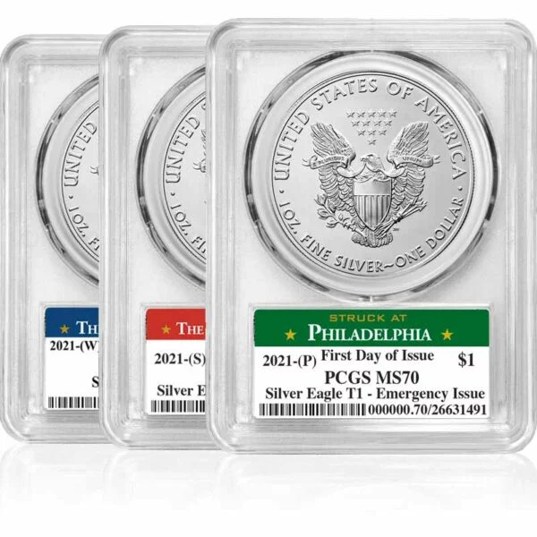 【SP70/FDI/レーガン】2021 アメリカ 銀貨 レーガン大統領息子 直筆 2021 3-Coin Silver American Eagle | Reagan-Signed | U.S. Money Reserve