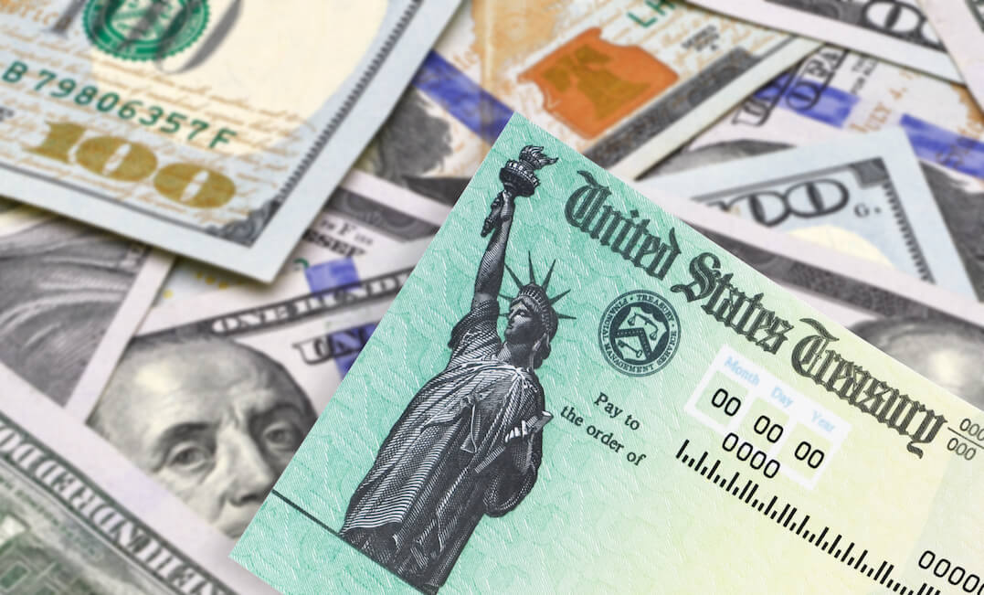 United States Treasury check, ssn card with US currency. United States Treasury check, SSN card with US currency.
