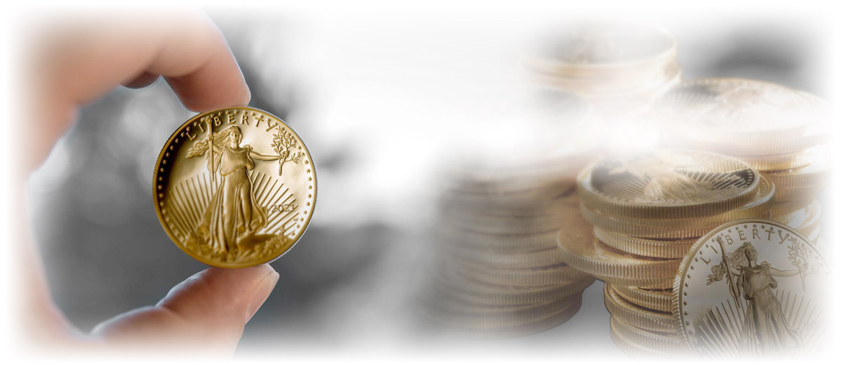 Man hand holding American Gold Eagle coin