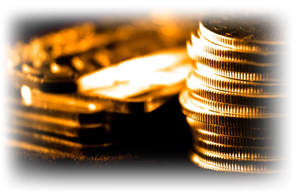 Gold coins and bars