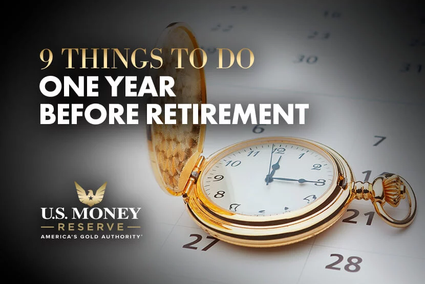 9 Things to Do One Year Before Retirement - gold watch sitting open on calendar