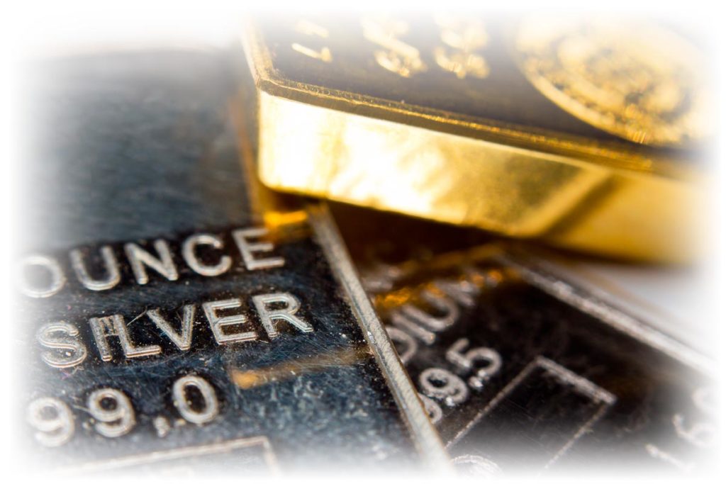 Gold coins and bars