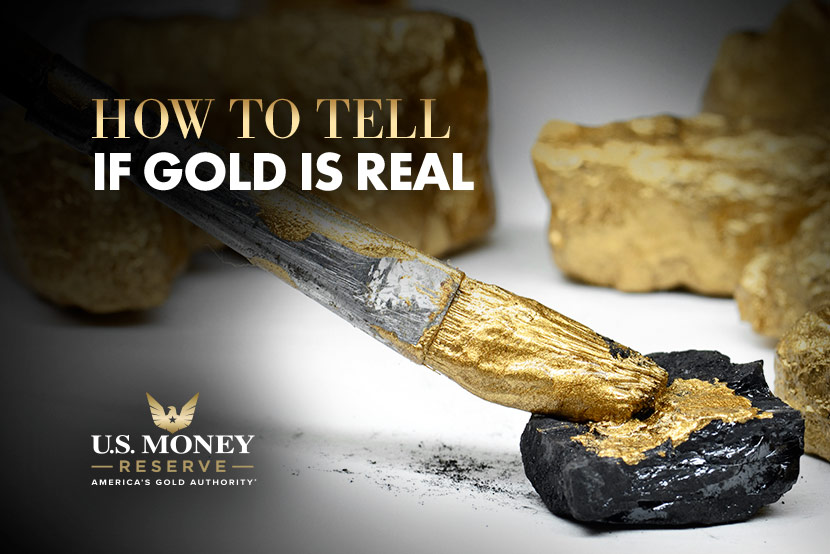 BLOG_How_to_Tell_Gold_is_Real_830x554_v2 Gold paint being applied to a dark material with text "How To Tell If Gold Is Real"