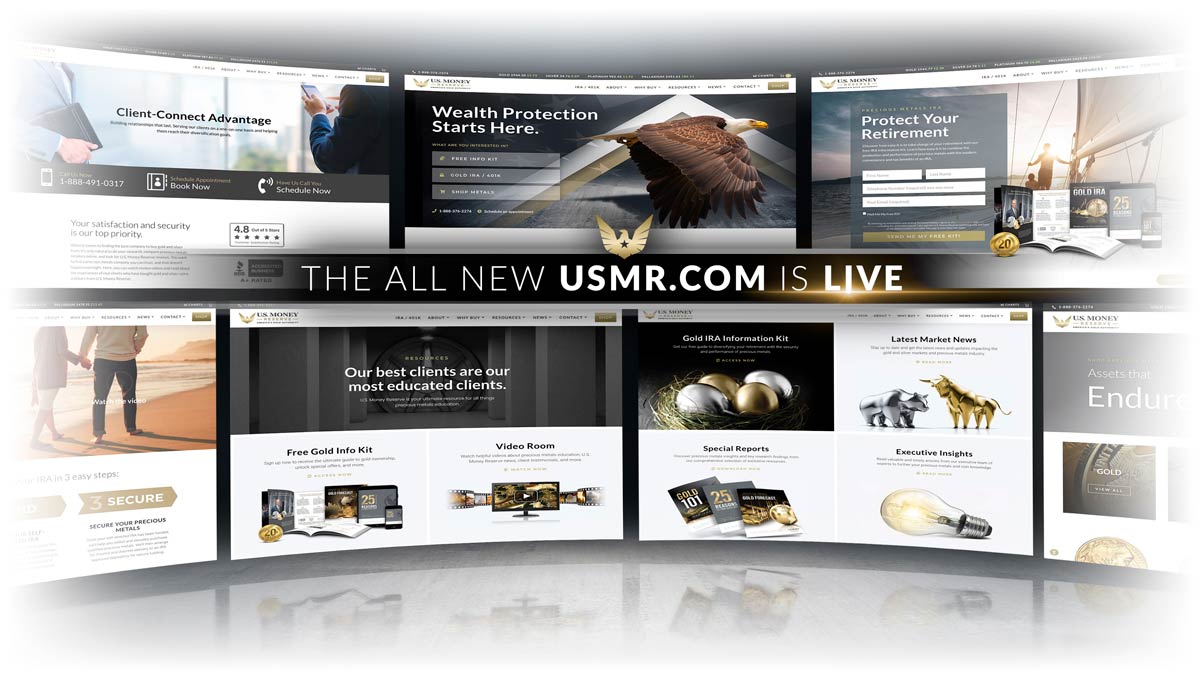 Montage of images from the new U.S. Money Reserve website