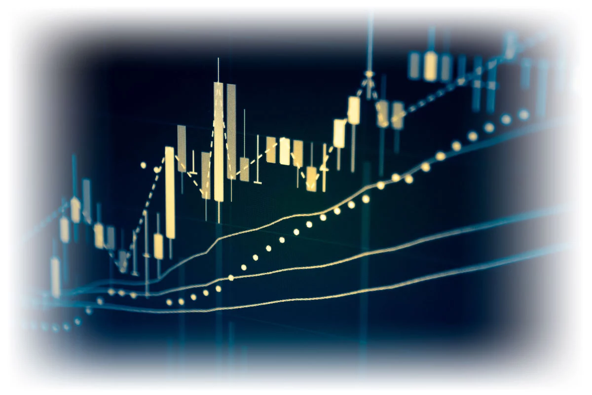 Upward-trending, gold-colored data chart