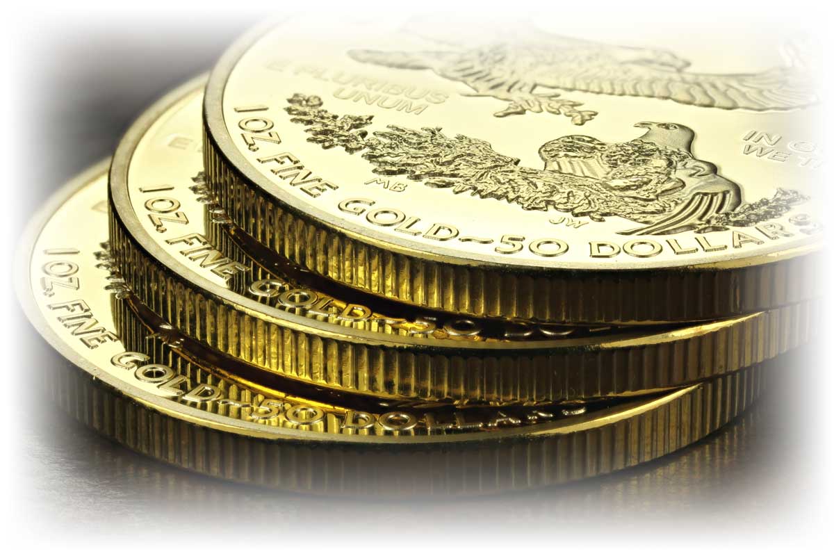 Stack of Gold American Eagle coins