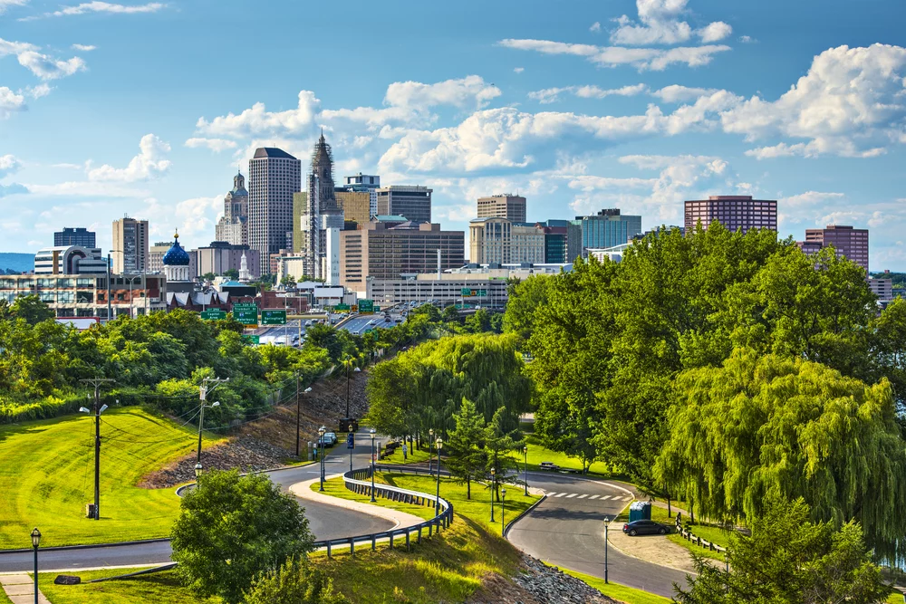 Downtown cityscape of Hartford, Connecticut