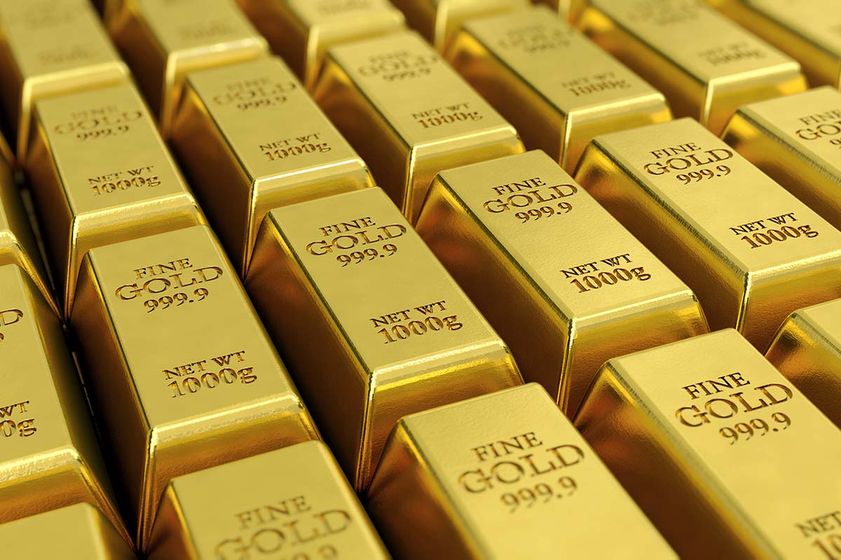 Rows of gold bars