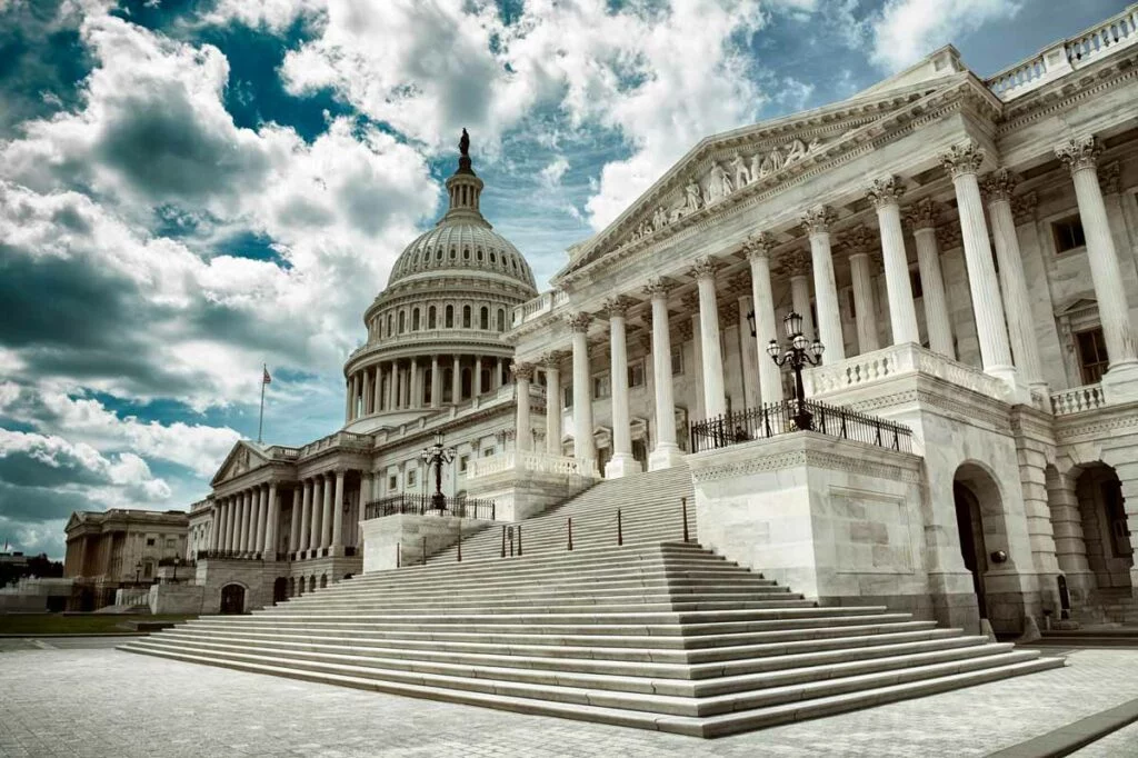 Cloudy sky over empty Capitol building