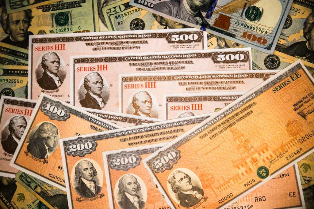 Rows of U.S. Treasury Bonds