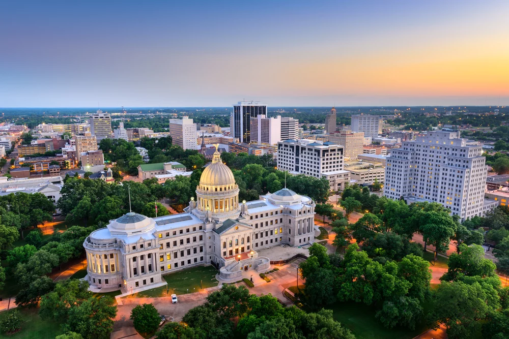 View of Jackson, Mississippi capitol building