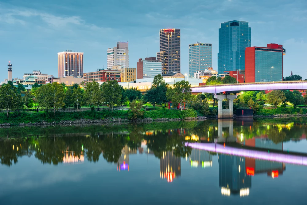 The Little Rock, Arkansas skyline and river