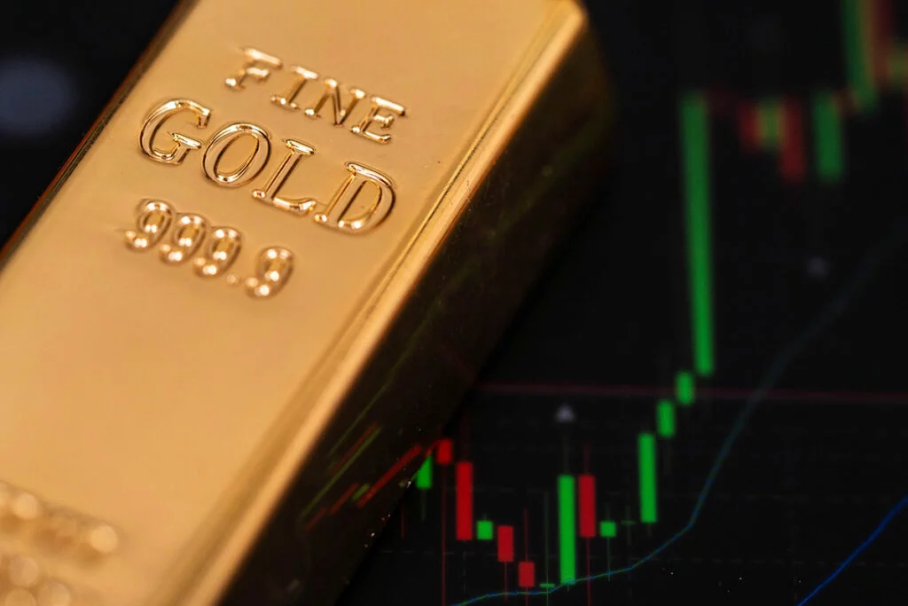 Gold bar over price chart