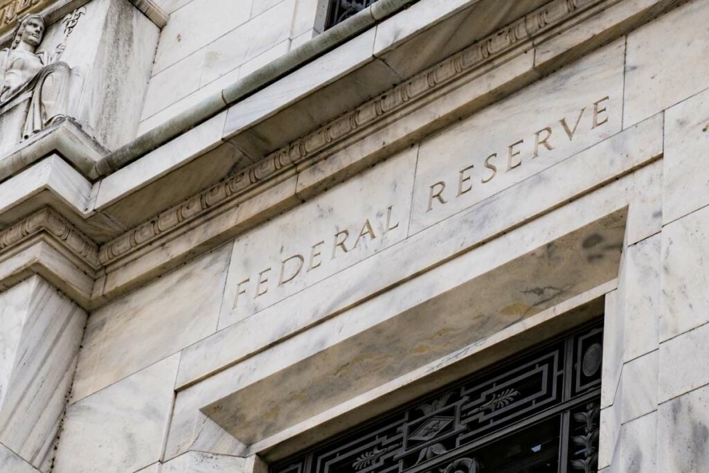 Facade of Federal Reserve building in Washington, D.C.