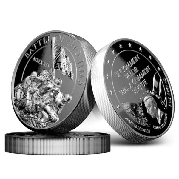 Iwo Jima 5 oz. coin angled arrangement
