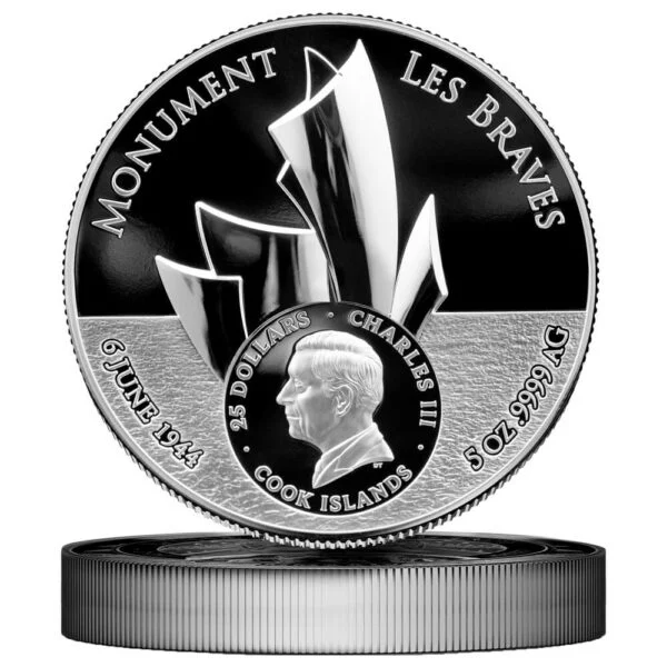 5 oz. silver battle of normandy obverse les braves monument