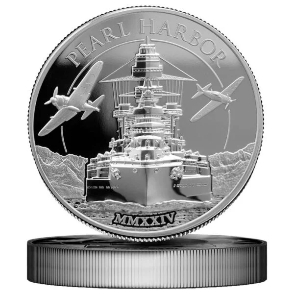 pearl harbor 5 oz. silver coin reverse