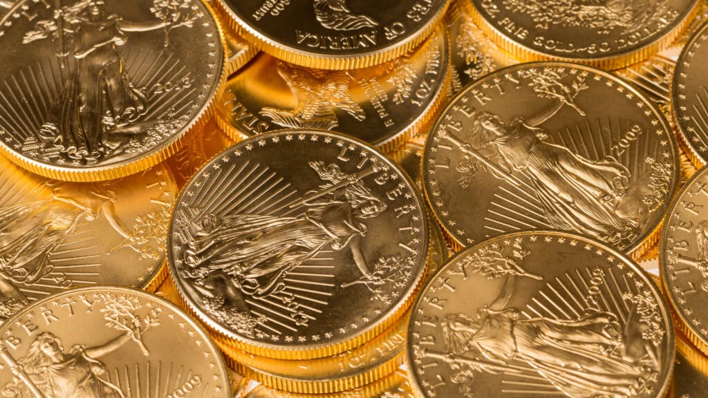 Stack of gold coins.