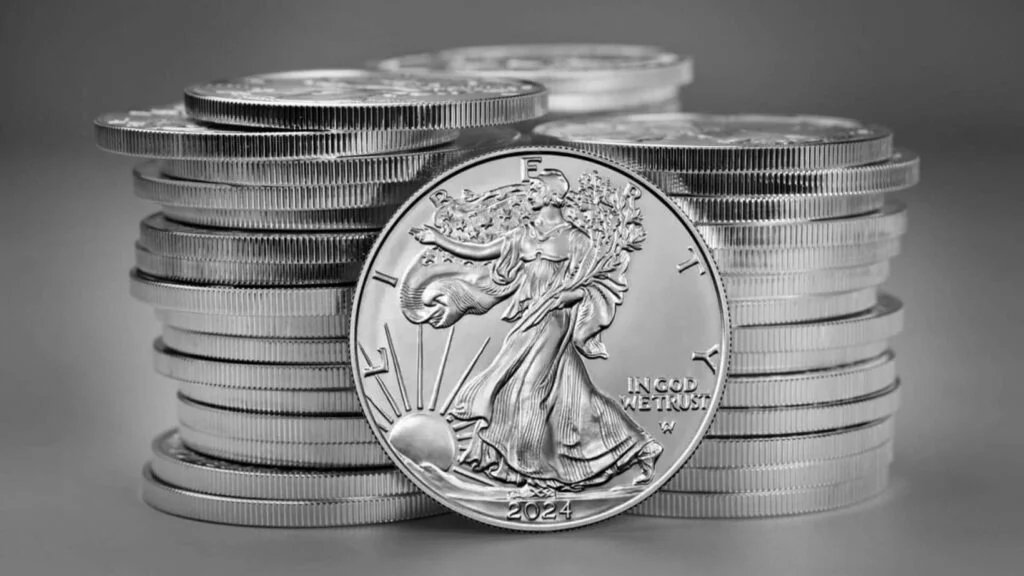 Stack of silver coins.