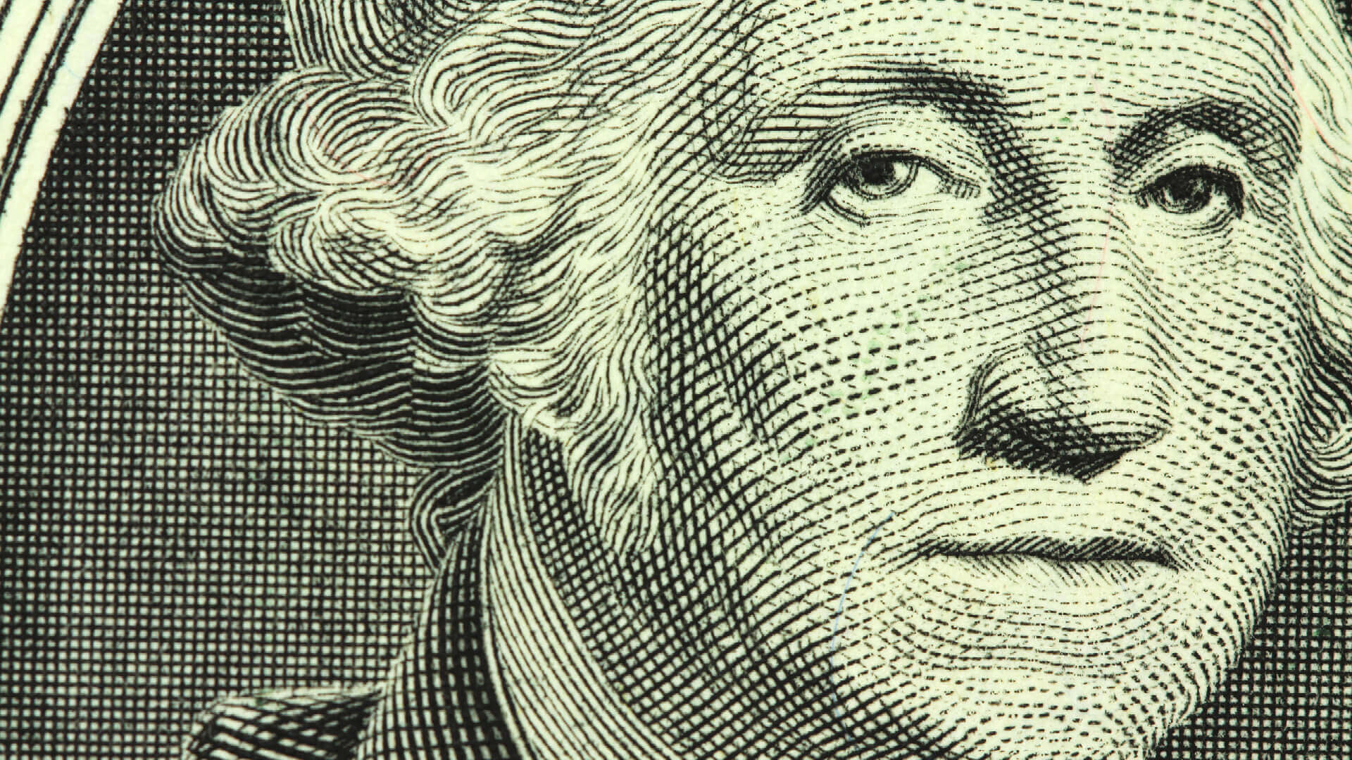 Close-up of President Washington portrait on U.S. dollar note