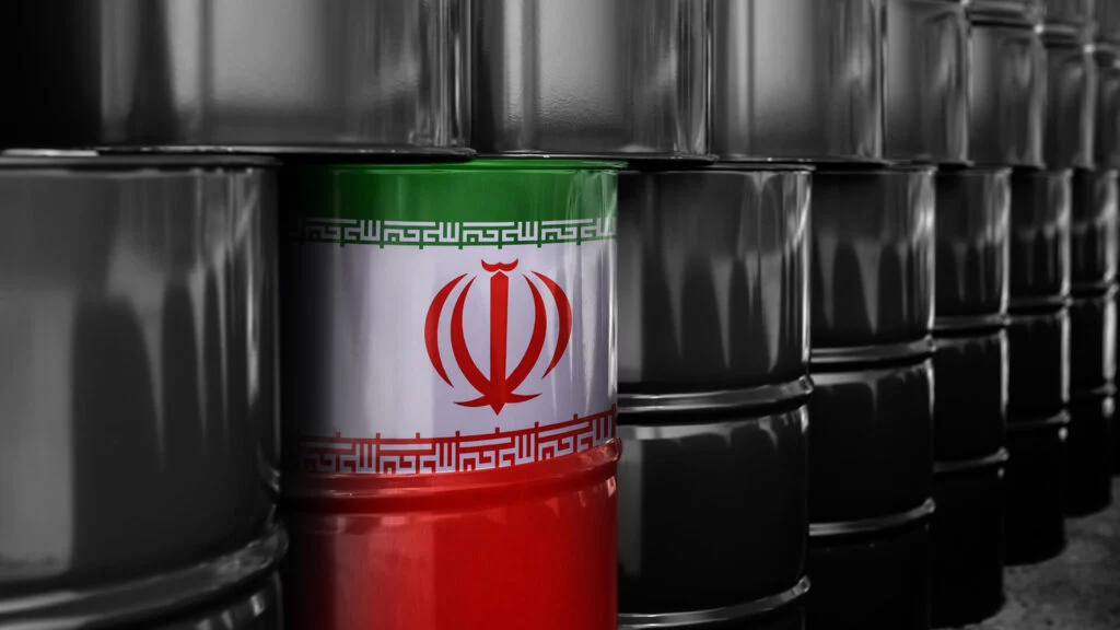 Barrel with Iranian flag among others